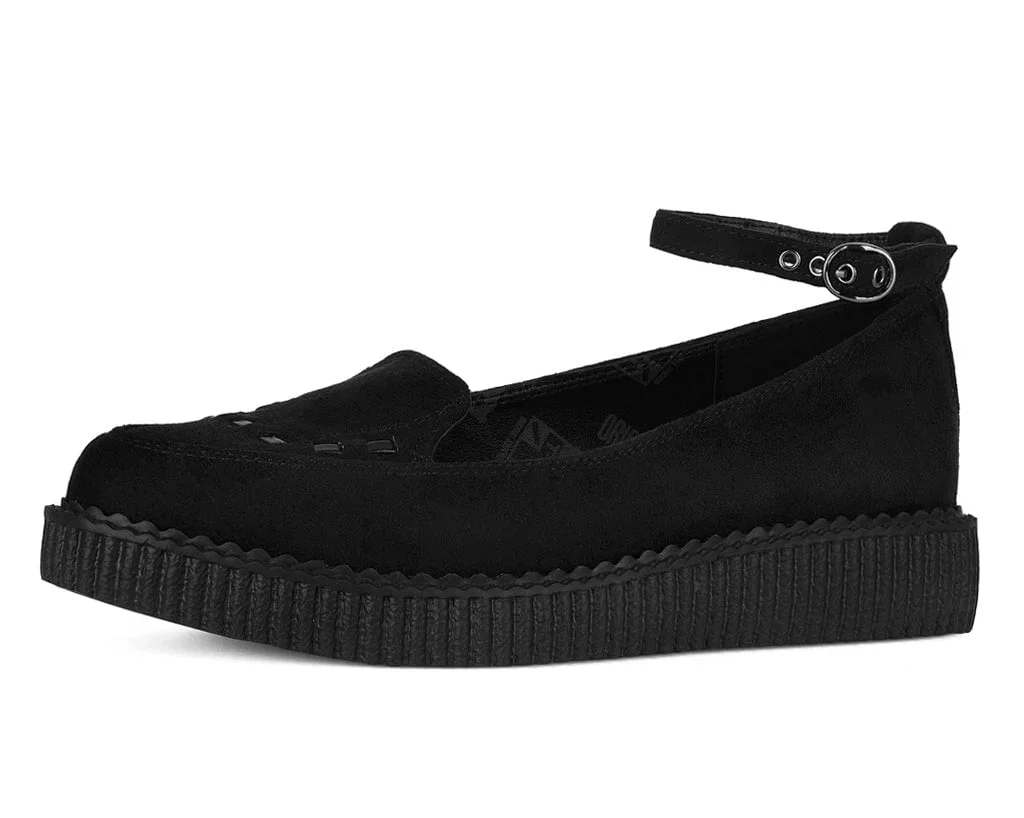 Image of Black Pointed Interlace Ballet Strap Creeper