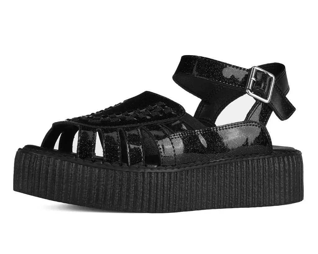 Image of Black Vinyl Glitter Interlace Viva Mondo Sandal