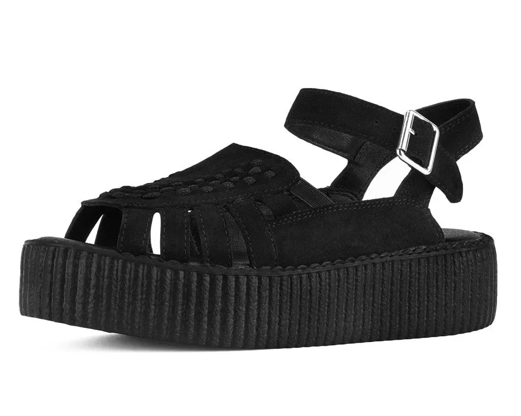 Image of Black Suede Interlace Viva Mondo Sandal