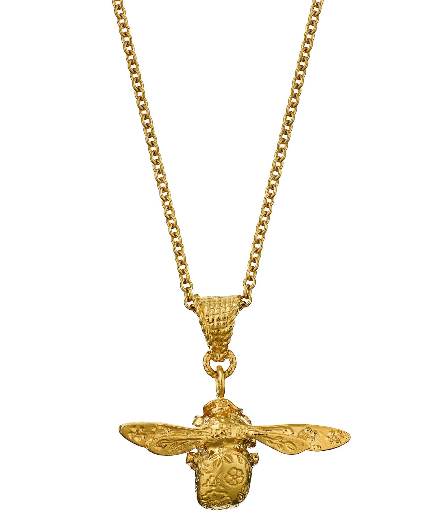 Floral Engraved Bumblebee Necklace
