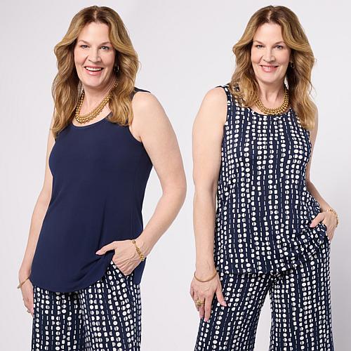 Nina Leonard 2-pack Jersey Knit Scoop-Neck Tanks