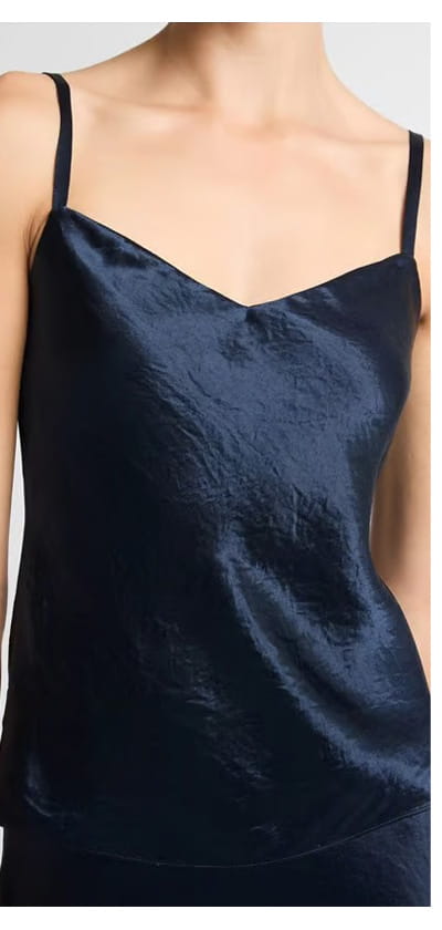 Satin V-neck Cami In Coastal