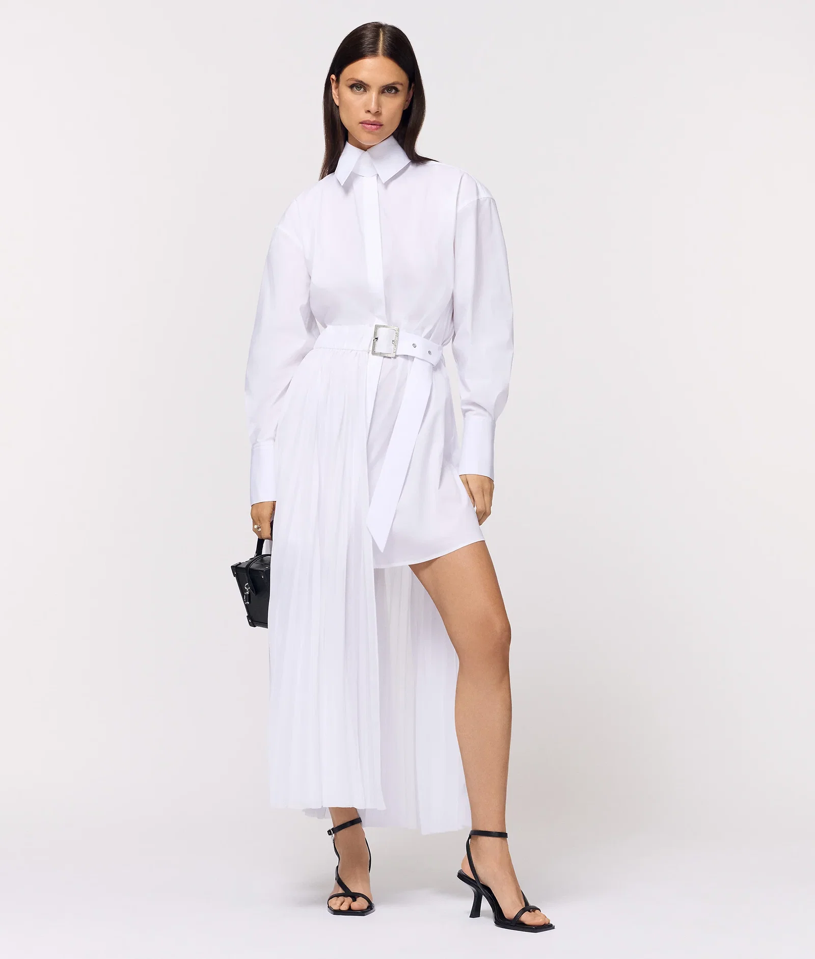 Image of Robe-chemise à pan plissé