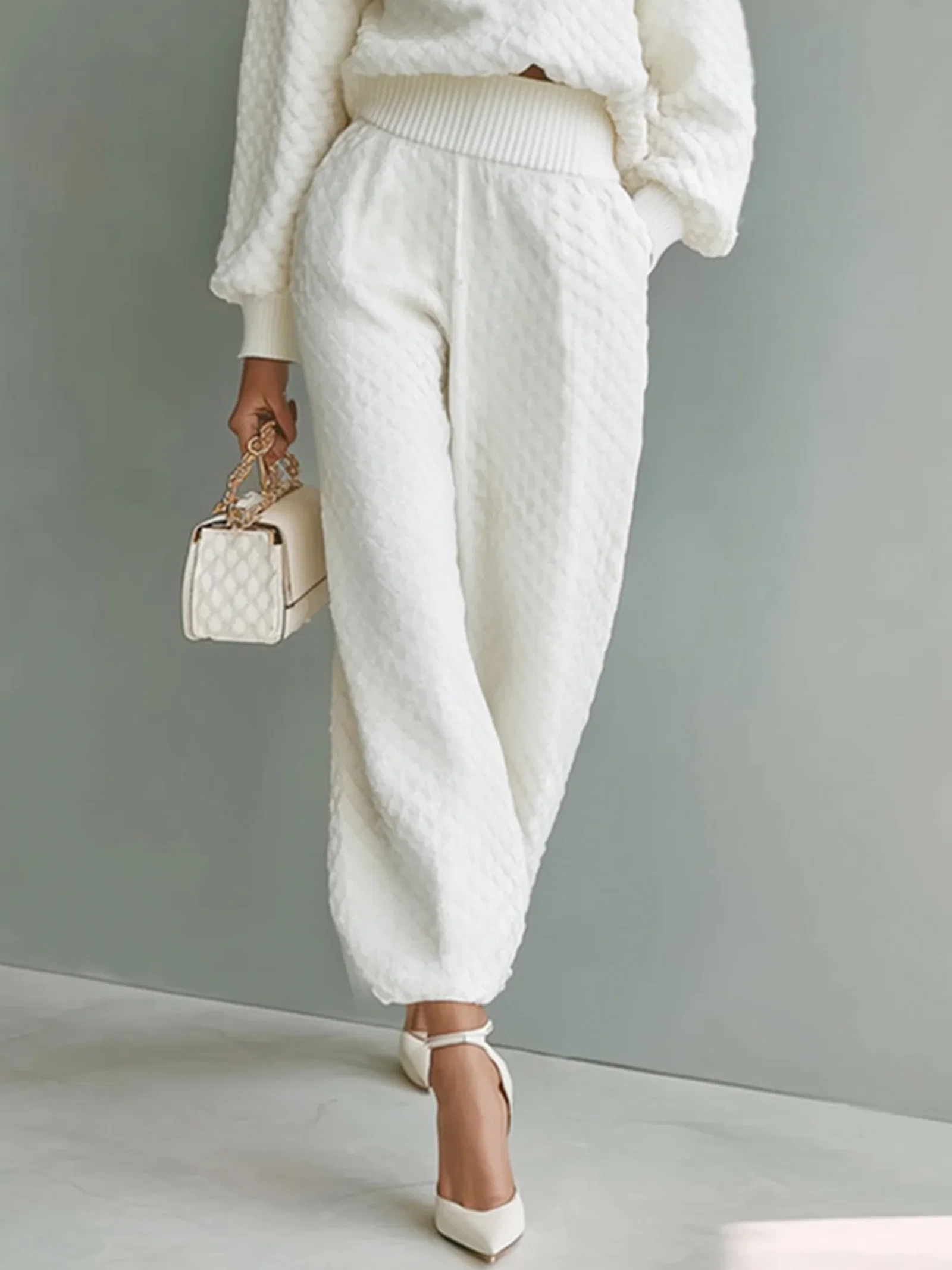 Image of Urban Plain Pockets Ankle Banded Sweater Pants