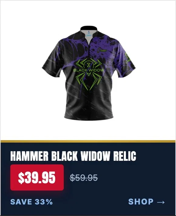 Hammer Black Widow Relic Quick Ship CoolWick Sash Zip bowling jersey