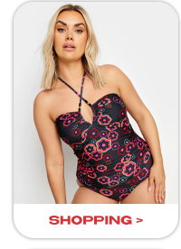 YOURS - Maillot de Bain Une Pièce Croisé Noir Floral Rose
