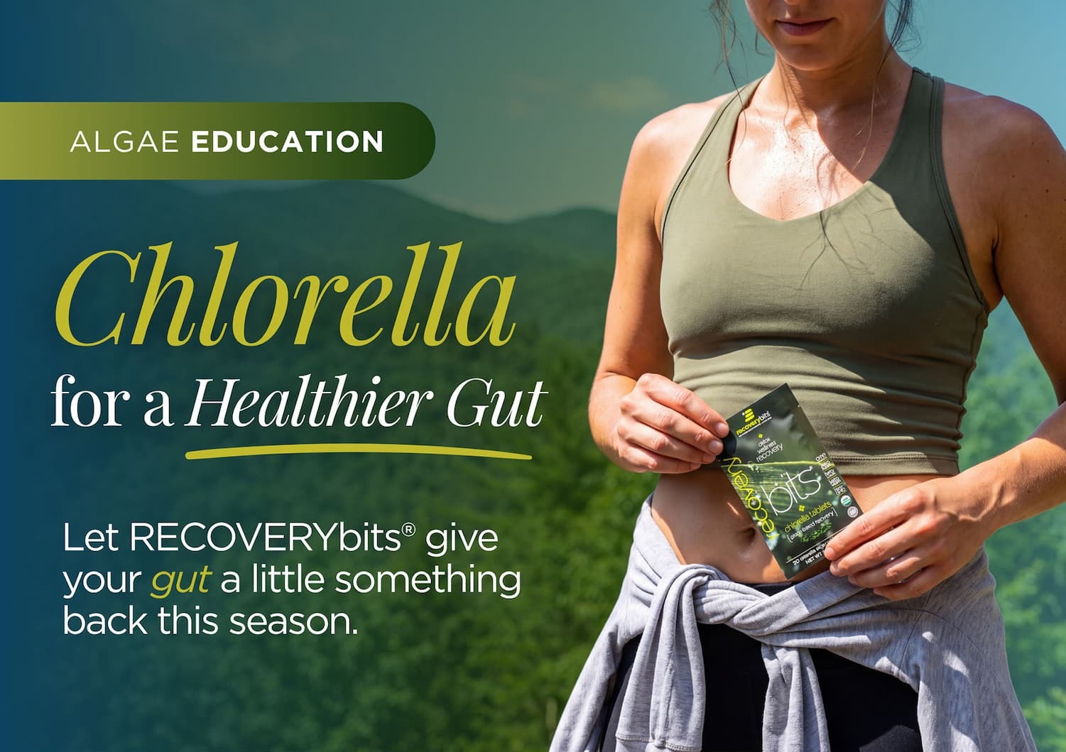 Chlorella for a Healthier Gut. Let RECOVERYbits® give your gut a little something back this season.