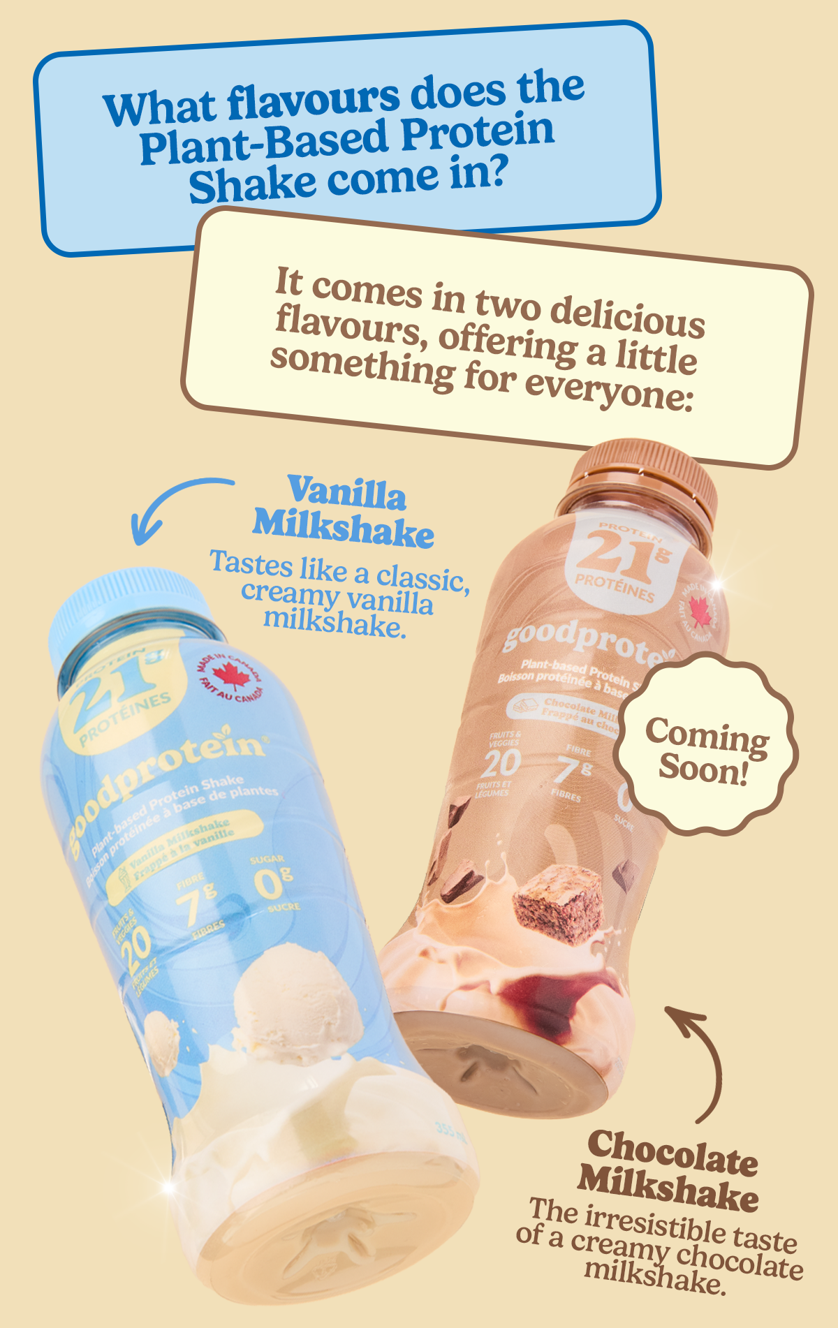What flavours does the Plant-Based-Protein shake come in?