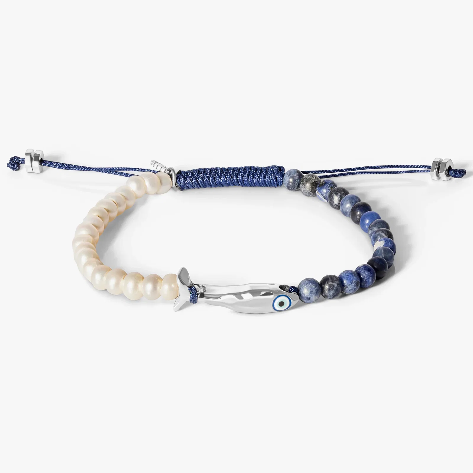 Image of Feng Shui Fish Macrame Bracelet with Fresh Water Pearl & Sodalite