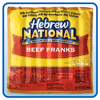 Hebrew National 100% Kosher Beef Franks, 12 oz, 4-Count, 28 Beef Franks Total