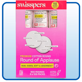 Swisspers Premium Hypoallergenic Cotton Rounds, 900-Count