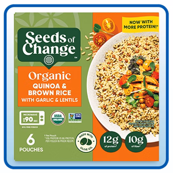 Seeds of Change Organic Quinoa and Brown Rice with Garlic and Lentils, 6-Count