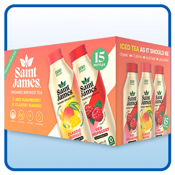 Saint James Organic Brewed Tea, Variety Pack, 16 fl oz, 15-Count
