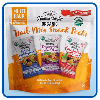 Nature's Garden Organic Trail Mix Snack Packs, Variety Pack, 1.2 oz, 24-Count