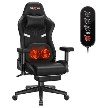 Douxlife GC-RC03-KN Gaming Chair with Kneading Massage and Heating Function Ergonomic High Back Design Lumbar Relax with Footrest Padded 2D Armrests 90°-175° Adjustable Gamer Computer Office Chair