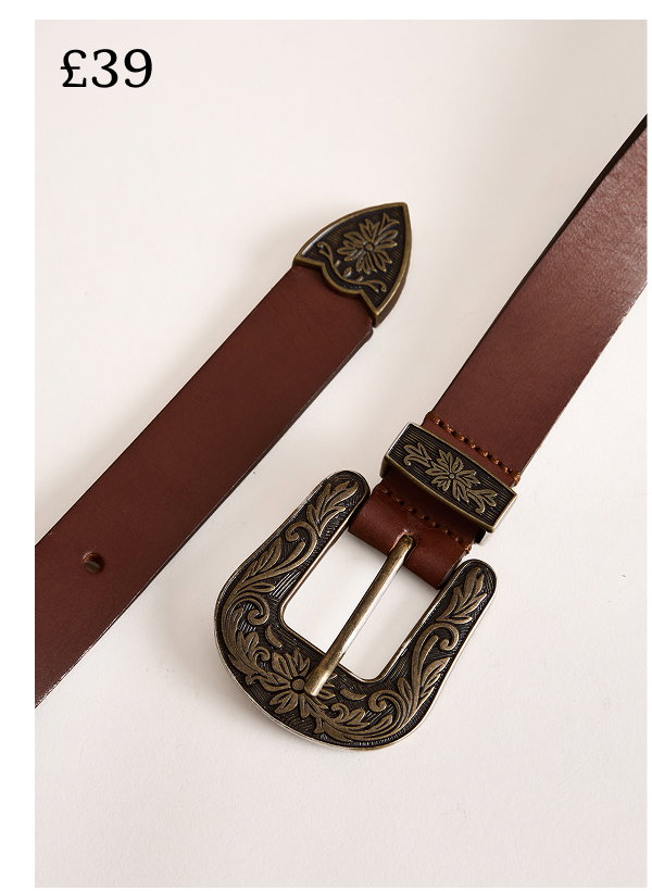 Kentmere Western Leather Belt Tan