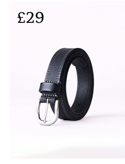 Keisley Twin Stitch Leather Belt Black
