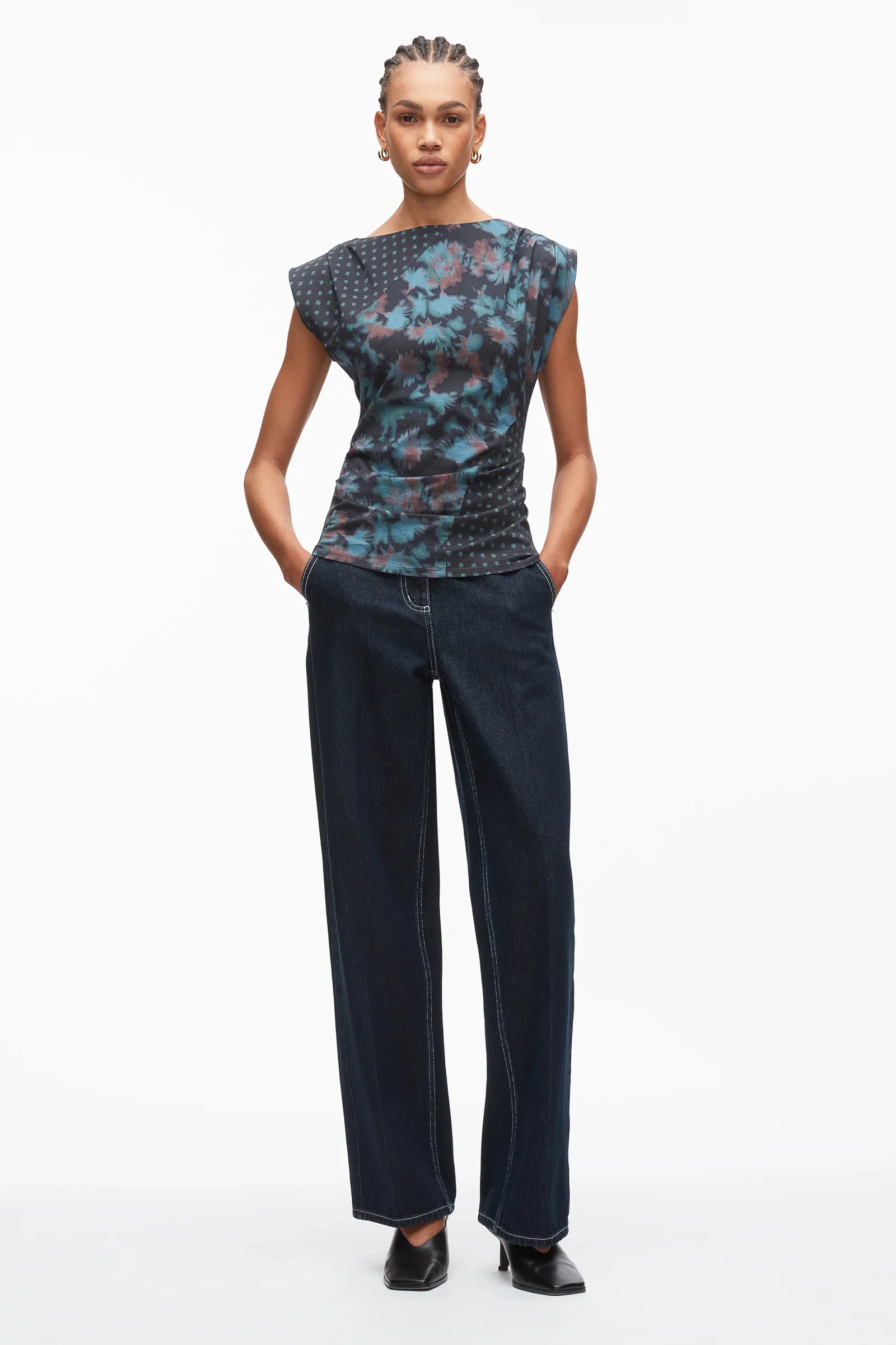 Image of Desert Floral Patchwork Top