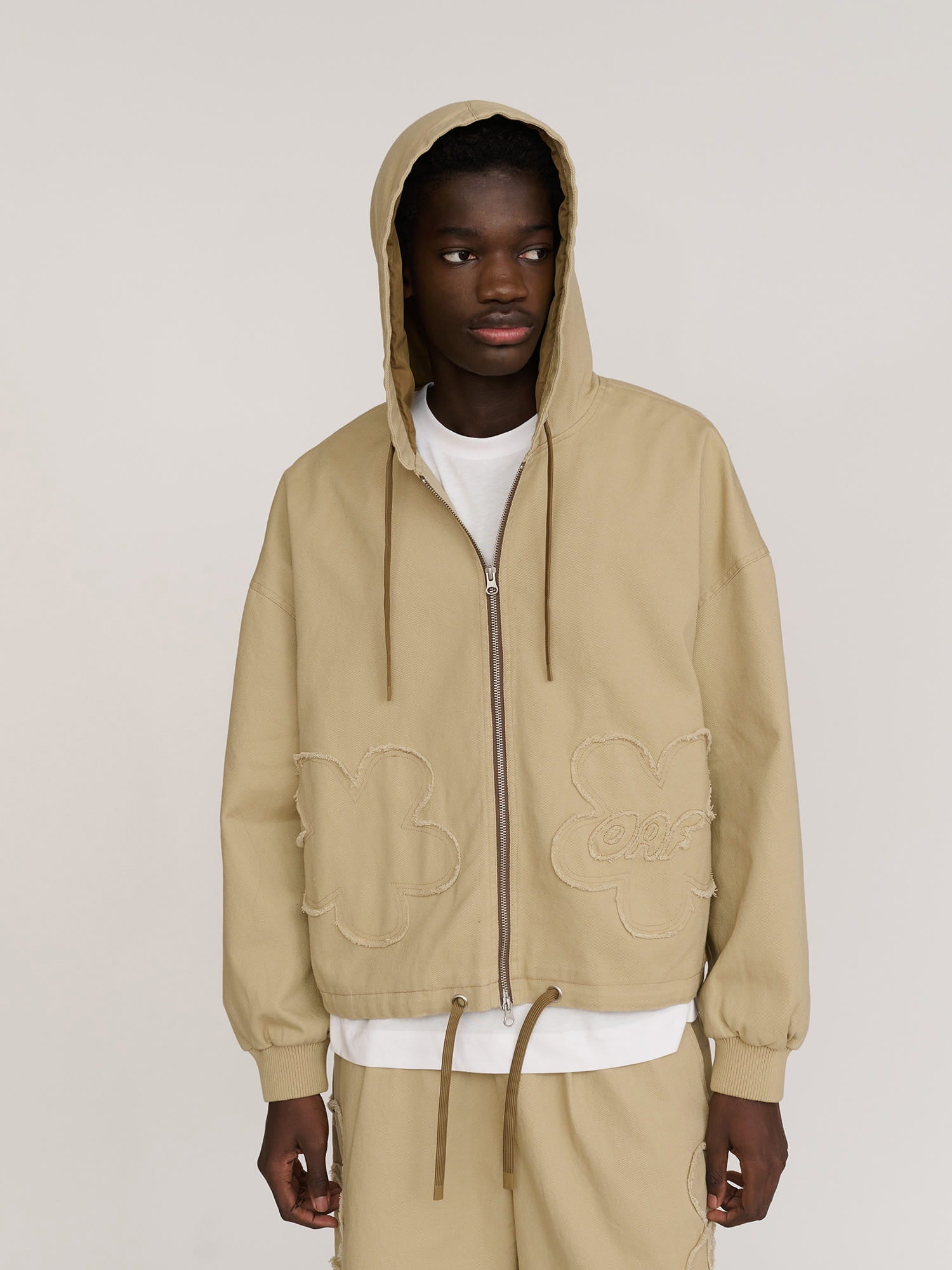 Image of Big Flower Twill Zip Up Jacket