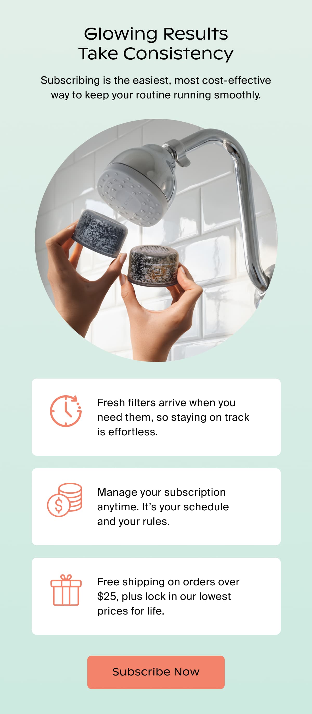 Glowing Results Take Consistency | Subscribing is the easiest, most cost-effective way to keep your routine running smoothly. | Subscribe Now