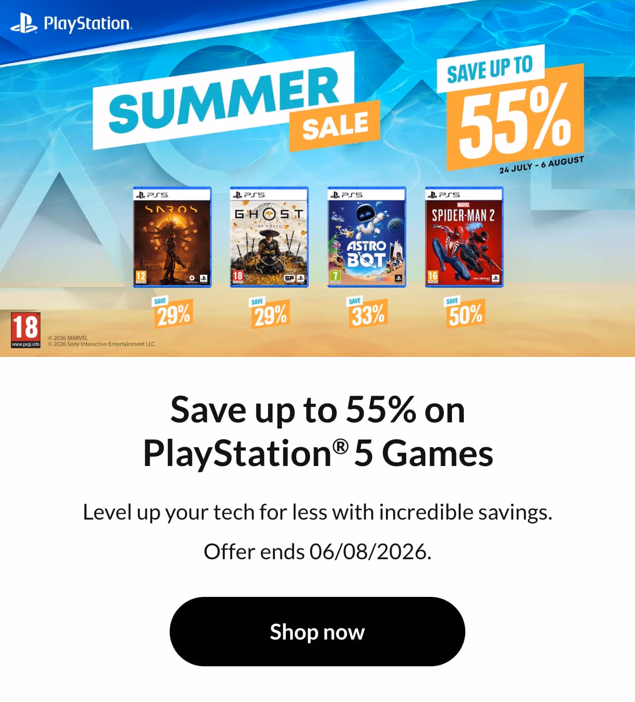 Save up to 55% on PlayStation 5 Games