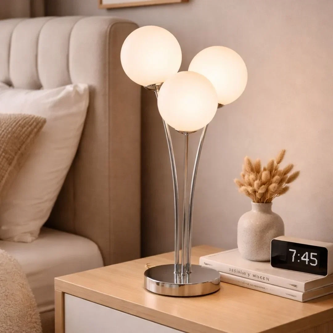 Image of Jackson 3-Light Chrome Table Lamp