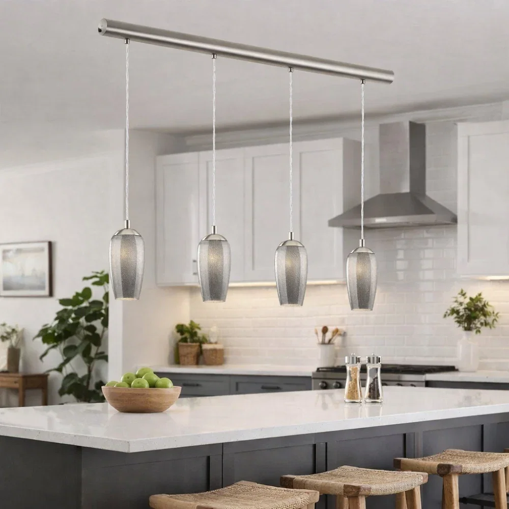 Image of Stephie 4 Light Ceiling Light Bar Satin Nickel