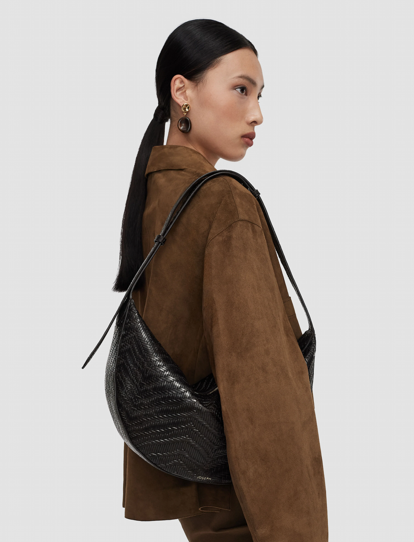 Large Bean Woven Leather Bag