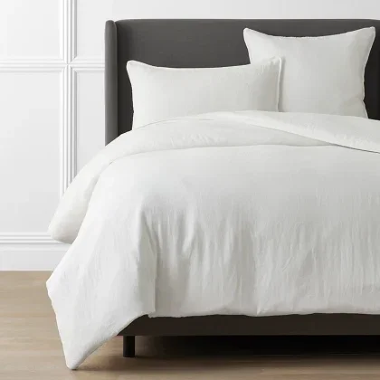 Image of Premium Breathable Washed Linen Solid Duvet Cover