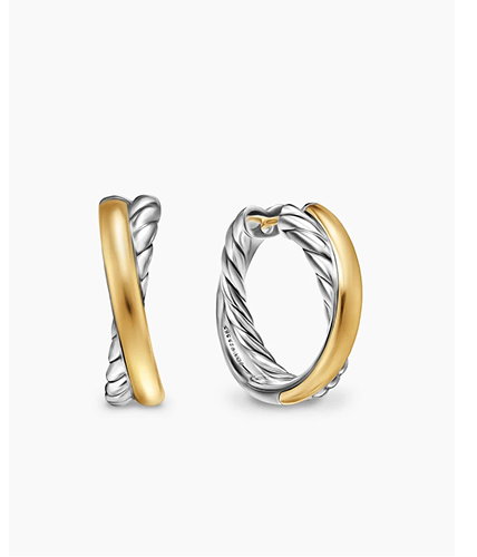 Crossover Hoop EarringsSterling Silver with 14K Yellow Gold, 22.3mm