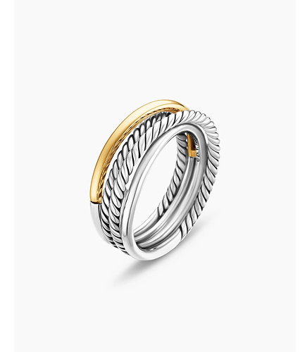 Crossover Band RingSterling Silver with 18K Yellow Gold, 6.8mm