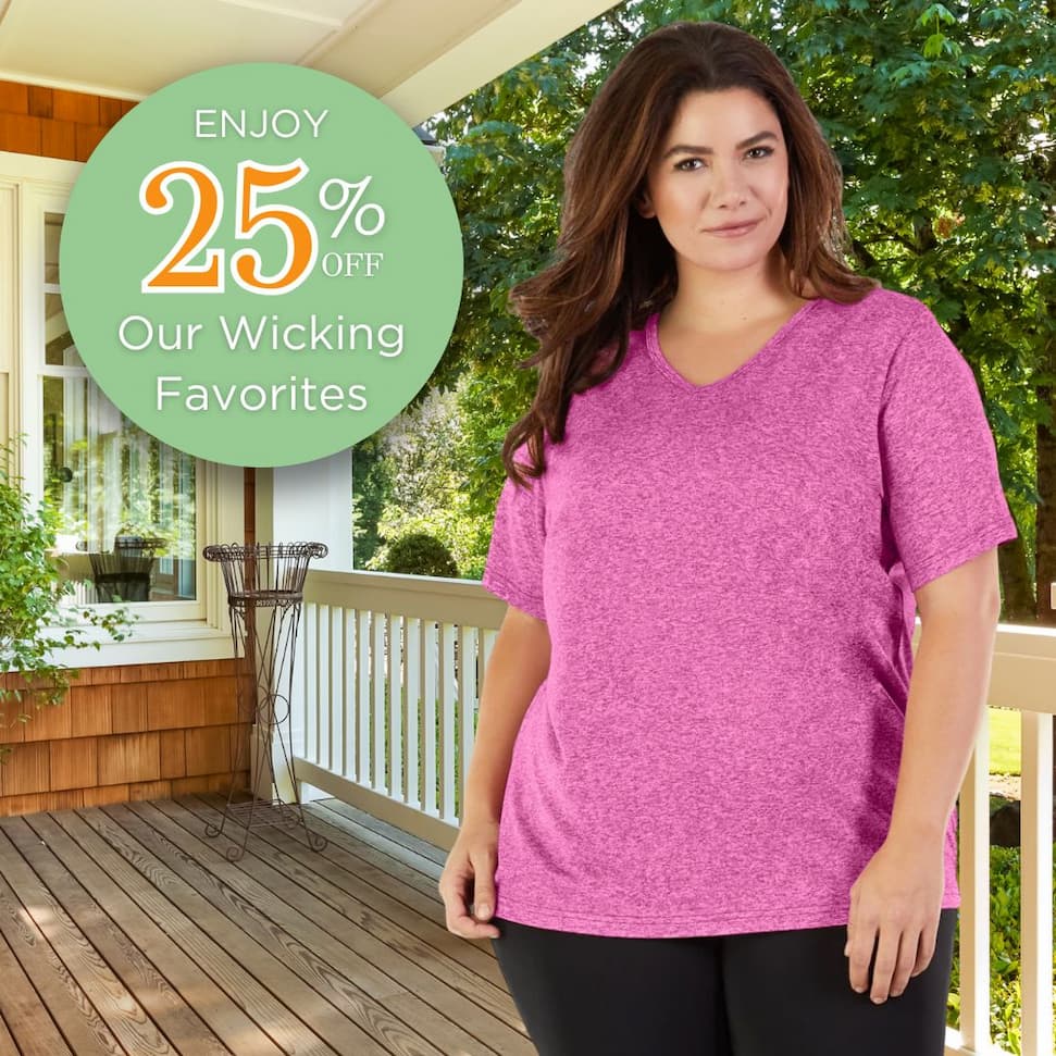 Beat the Heat Sale 25% off JunoActive's Plus-Size Wicking Favorites!