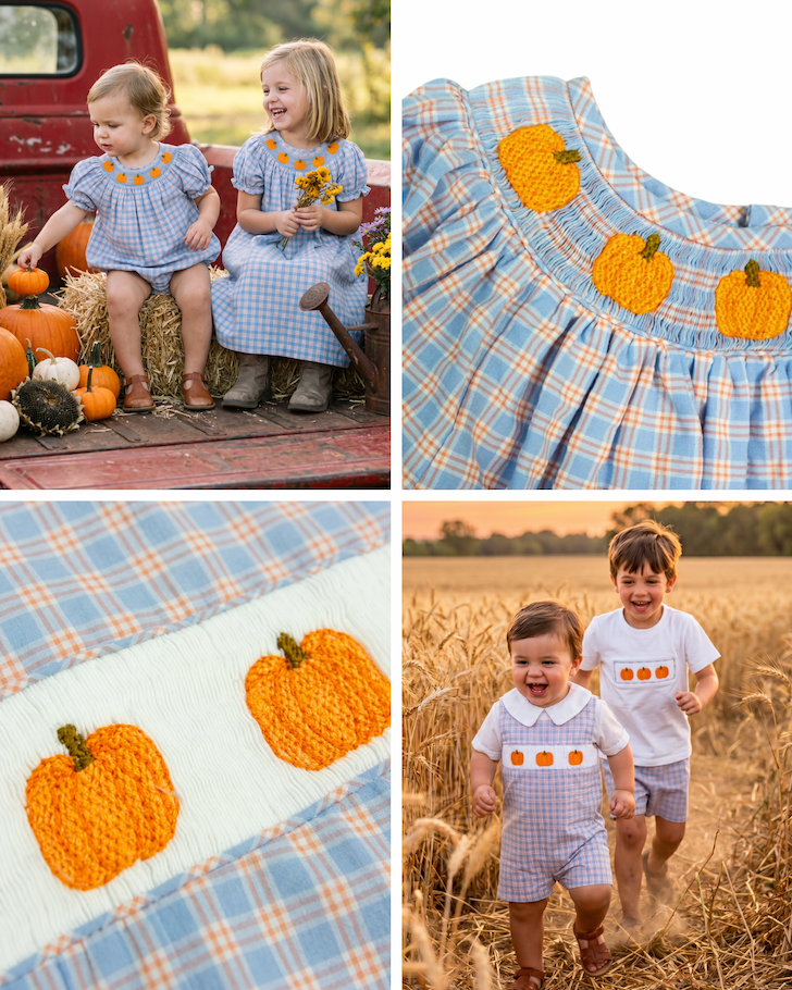 Pumpkin Plaid Smocked Collection