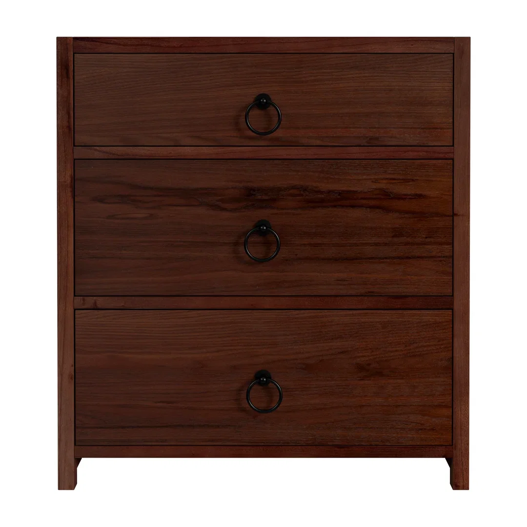 Elin 3-Drawer Acacia Nightstand