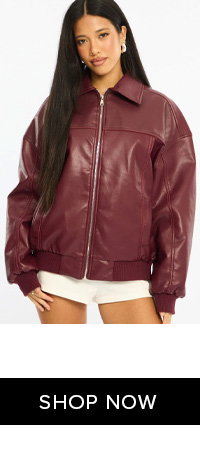 Red Bomber Jacket Faux Leather