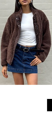 Brown Sherpa High Neck Jacket Teddy