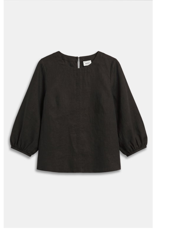 Core Linen Balloon Sleeve Top