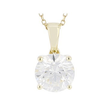 Certified Round White Lab-Grown Diamond H SI2 10K Yellow Gold Solitaire Pendant With Chain 2.00ct