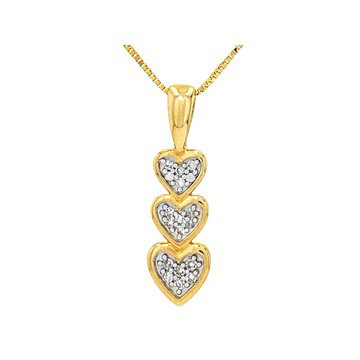 Round White Lab-Grown Diamond Accent G-H SI2 10K Yellow Gold Heart Pendant With Chain