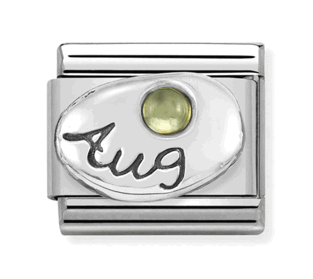 Nomination August Peridot Oxidised Birthstone Charm