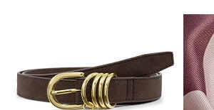 Suedette Belt with Rings in Chocolate