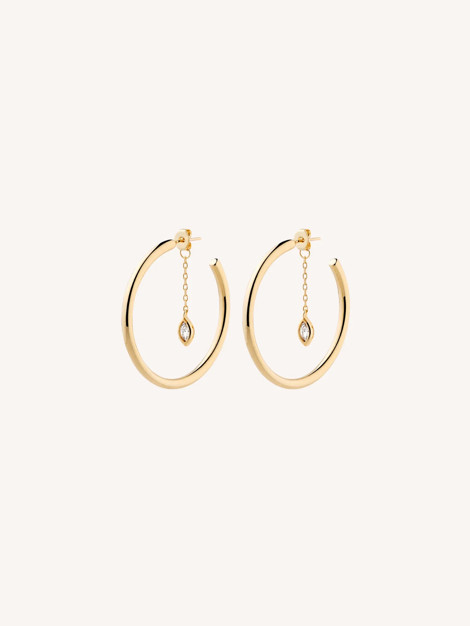 Image of Marquise CZ Charm Hoops