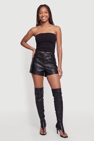 Shop Faux Leather High Waisted Shorts