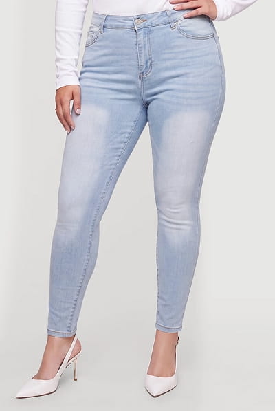 Shop Plus Size WAX Whiskered High Waisted Skinny Jeans