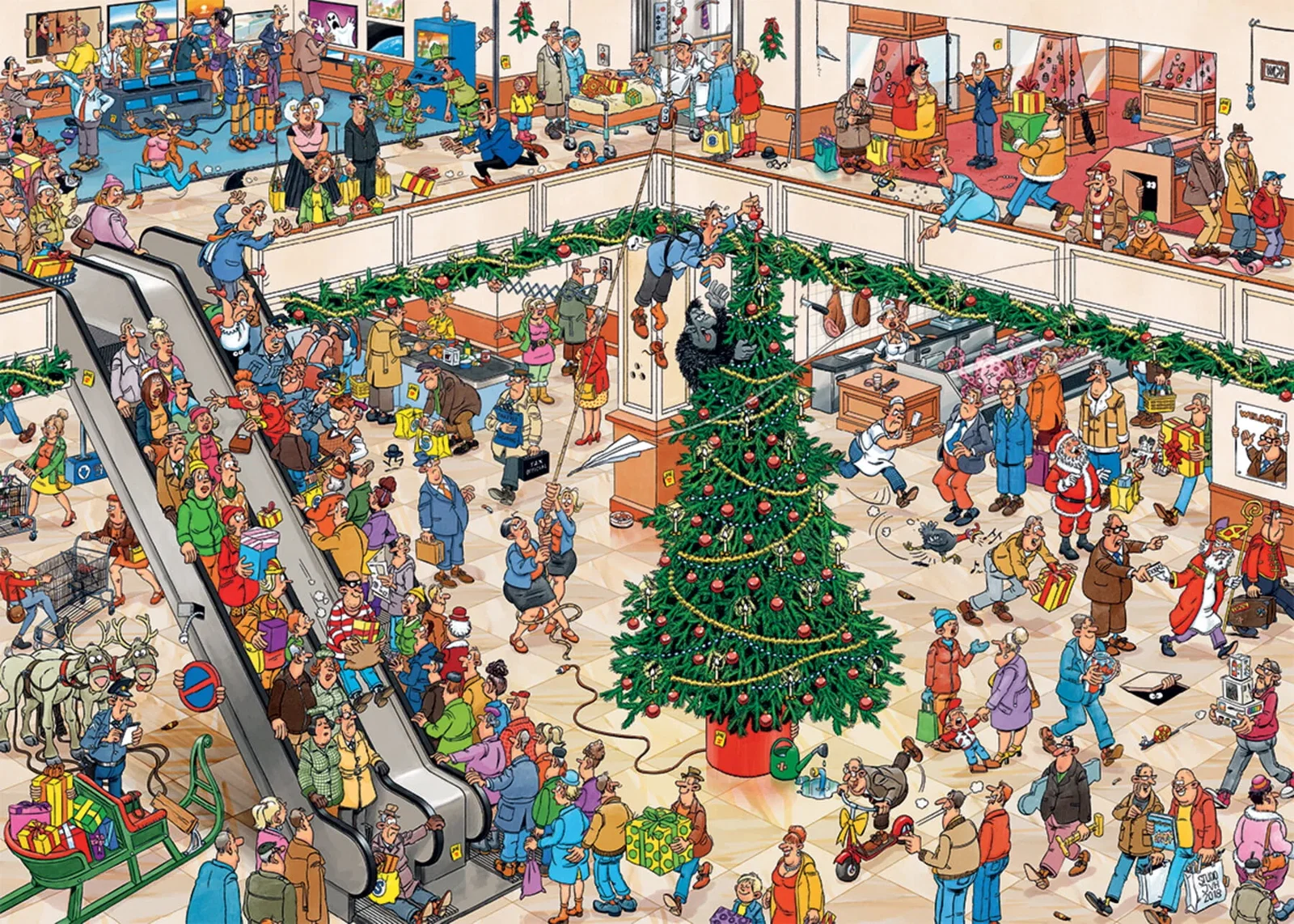 Image of Jan Van Haasteren Christmas Mall 1000 Piece Jigsaw Puzzle