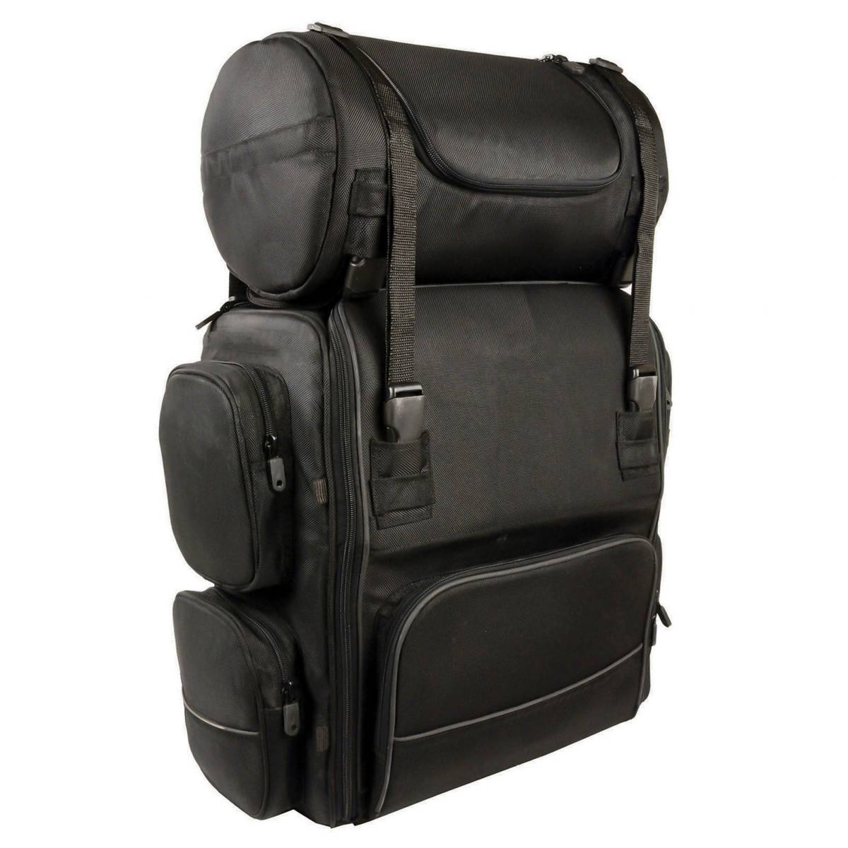 Image of Milwaukee Leather SH680 Large Black Textile Motorcycle Sissy Bar Travel Bag