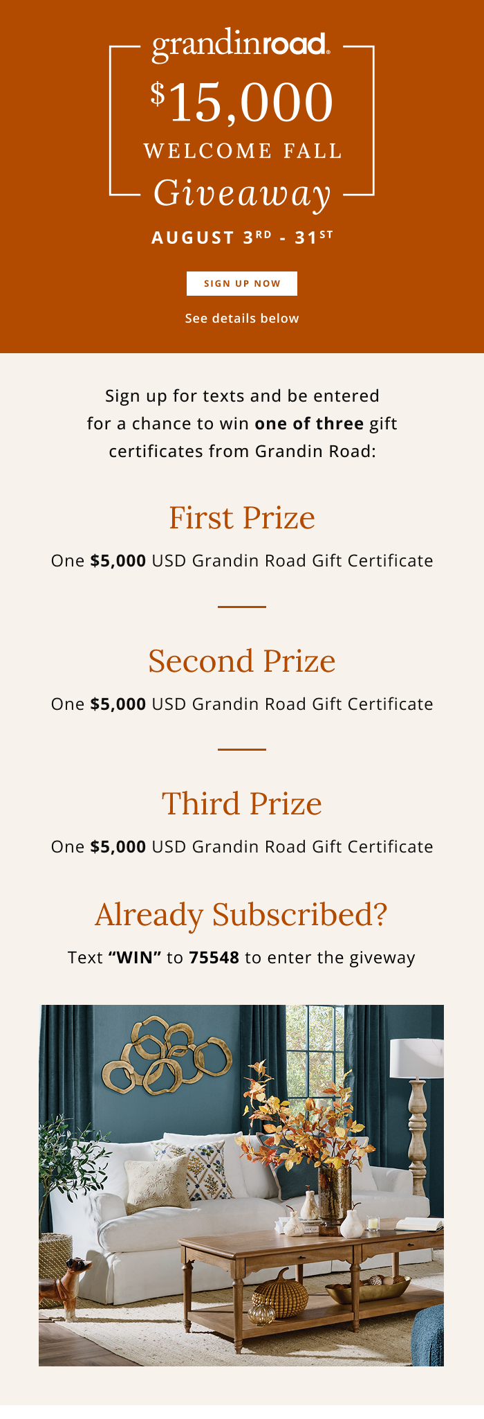 Enter our $15,000 Welcome Fall Giveaway