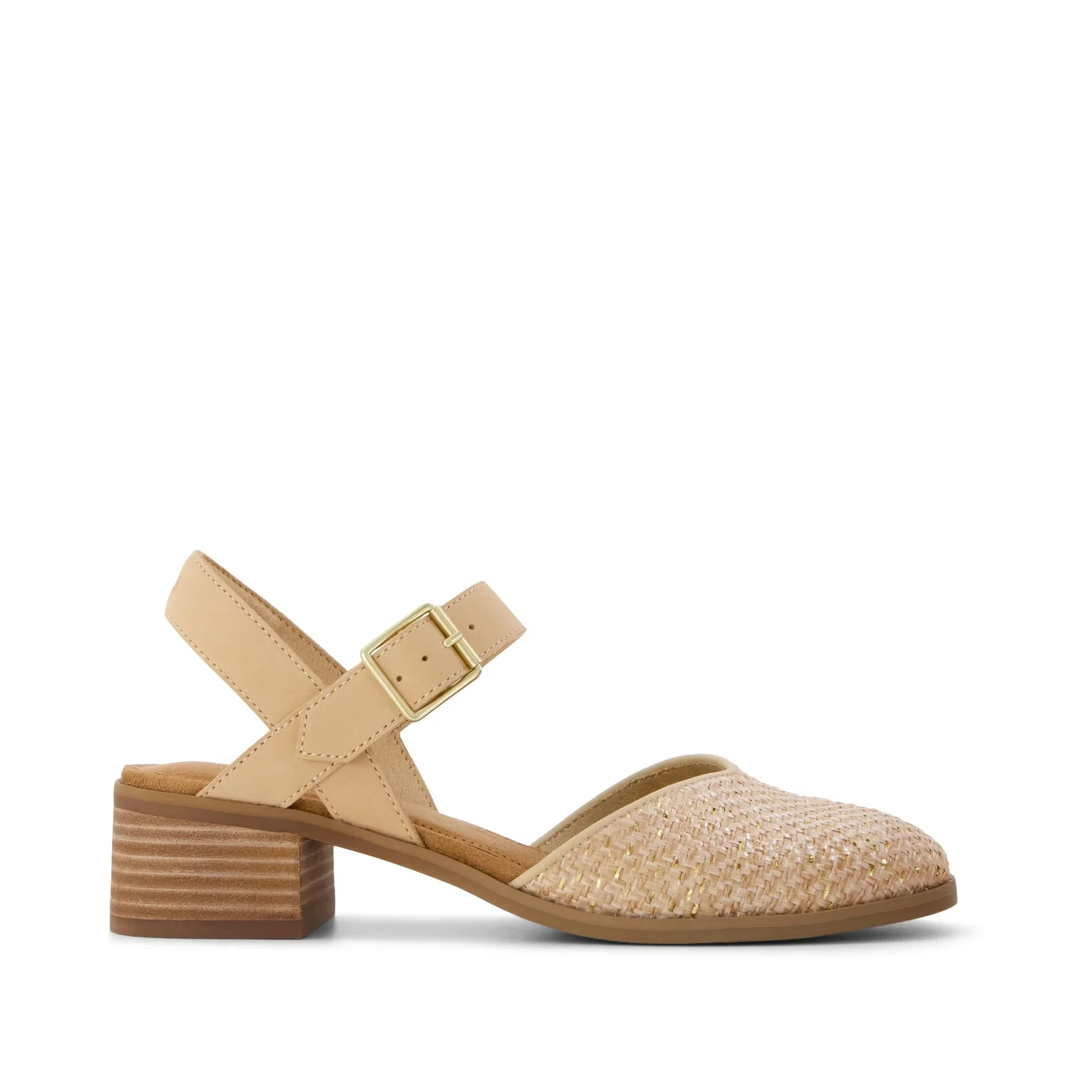 Image of Womens Jaclyn Heel Natural Metallic Raffia