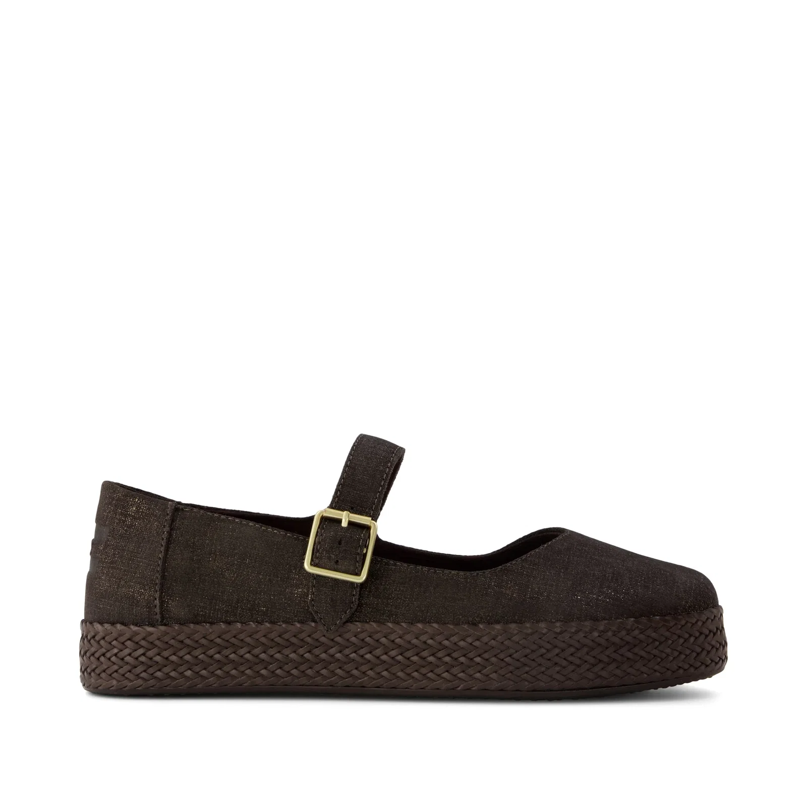 Image of Womens Carolina Mary Jane Espadrille Metallic Chocolate Brown Crosshatch Suede