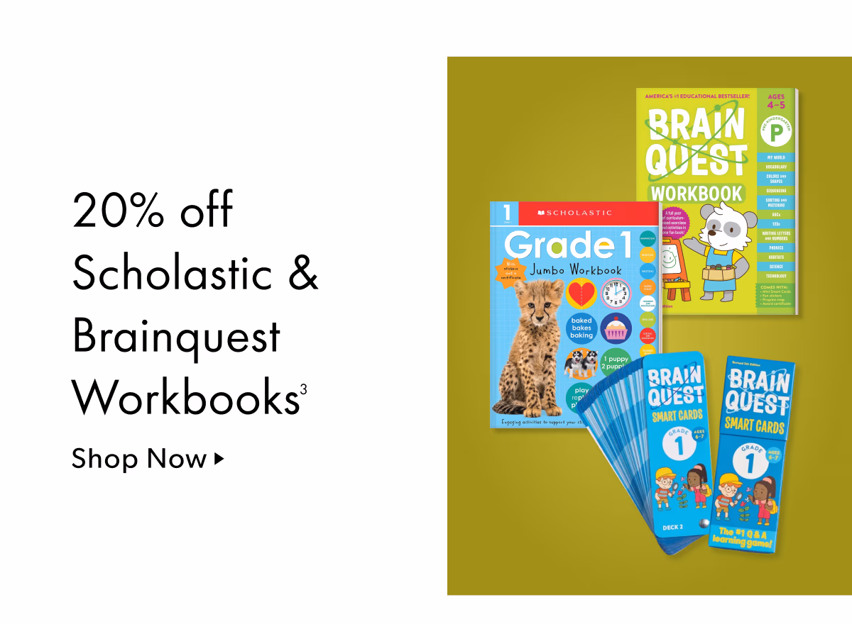 20% off Scholastic & Brainquest Workbooks